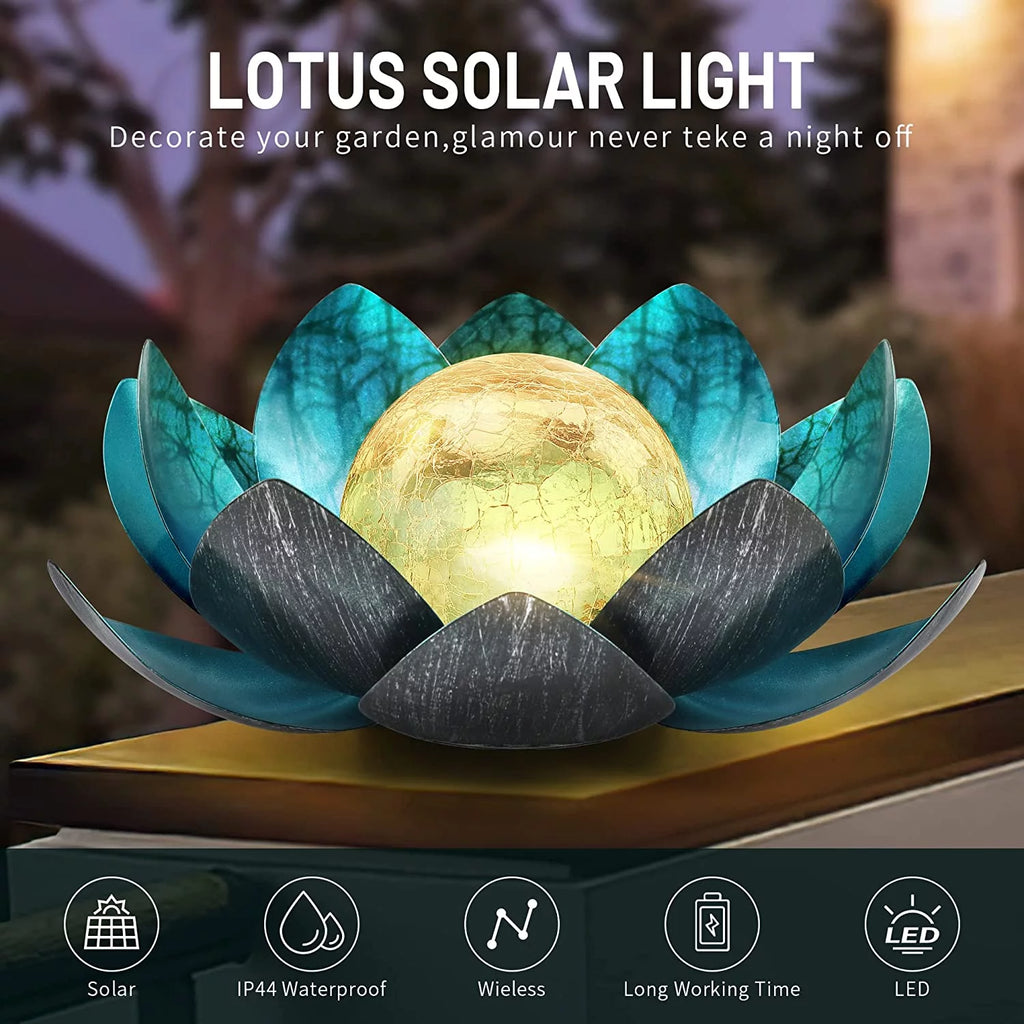 Waterproof Metal Glass LED Lotus Solar Garden Lights G713