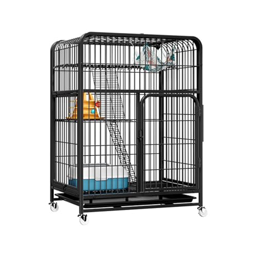 3-Tier Metal Cat Cage with Wheels H893231