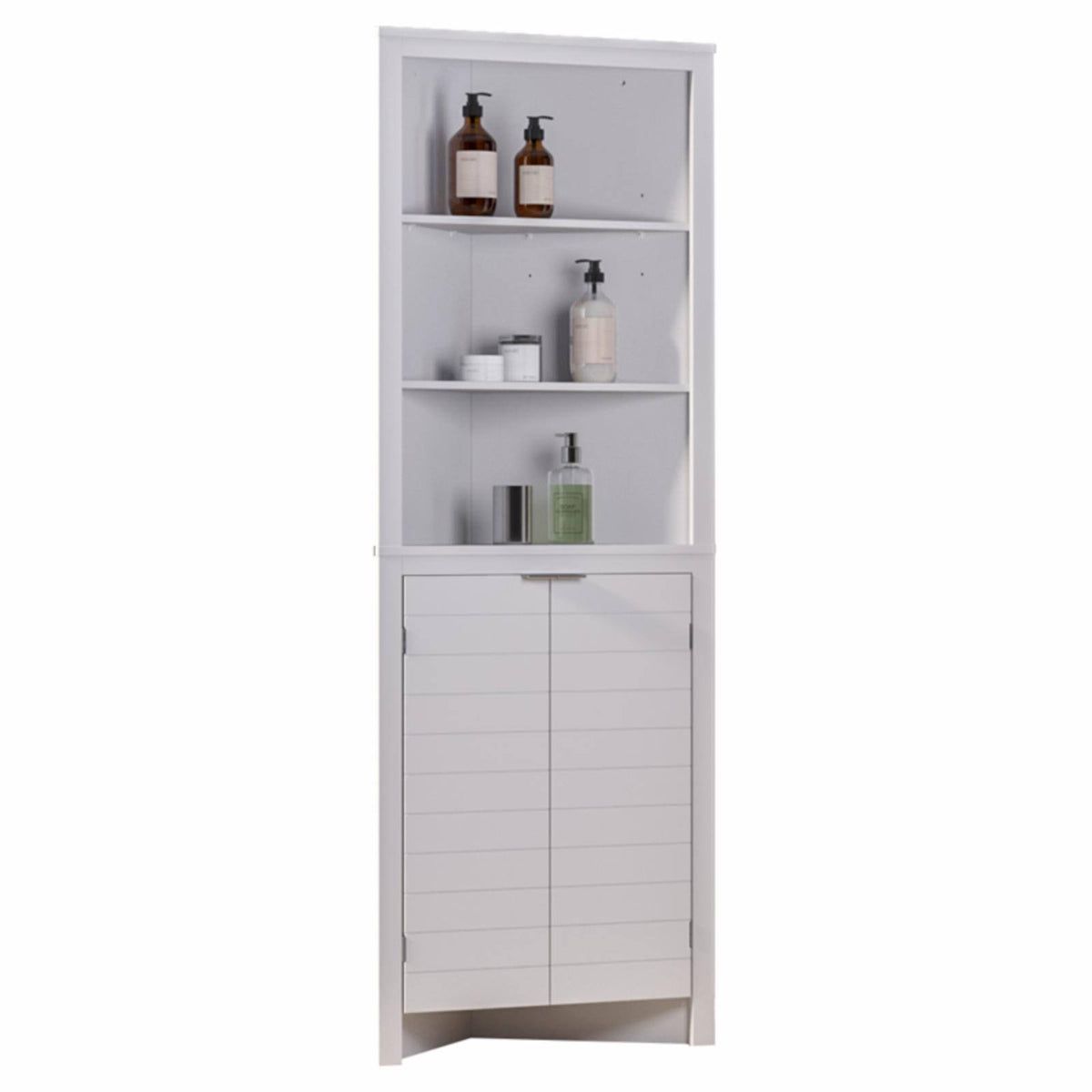 White Tall Corner Cabinet F513