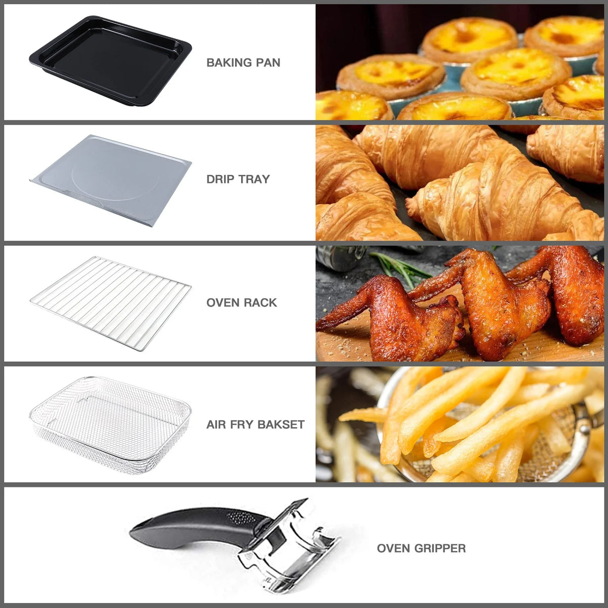 1300W 20Qt Air Fryer Toaster Oven Combo with Non Stick Basket W727
