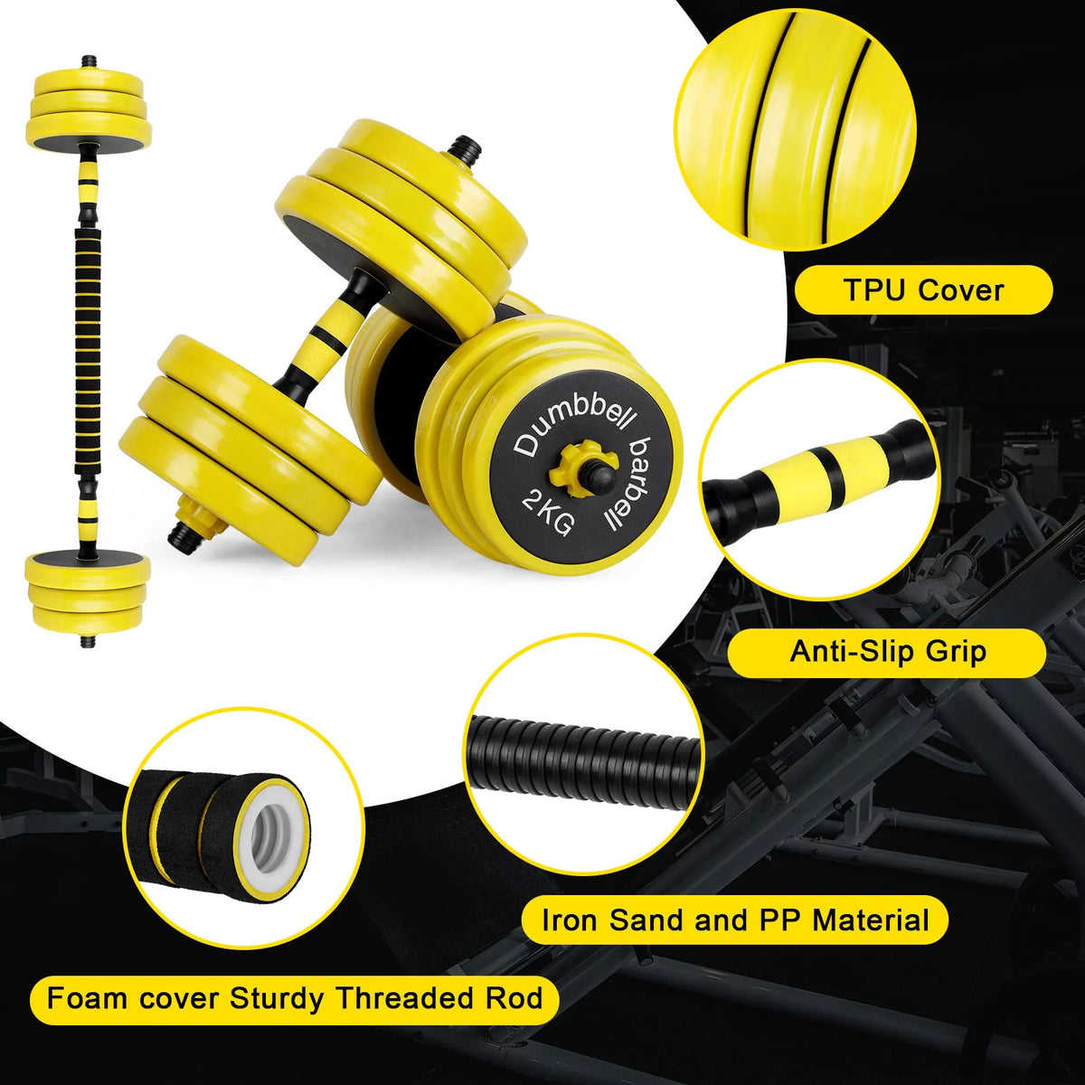 Adjustable 44 Pounds Non-Slip Neoprene Dumbbell Set F963