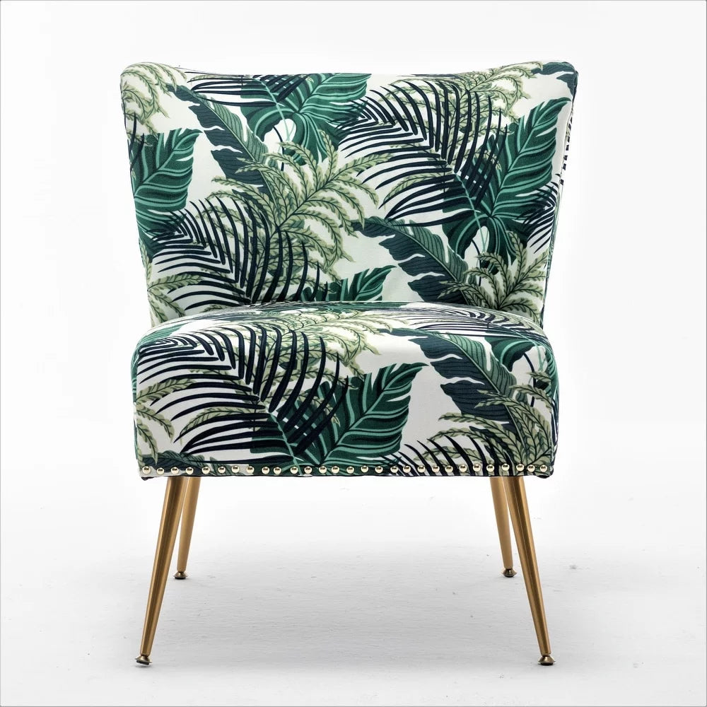 Green Microfiber Upholstered Slipper Chair W465