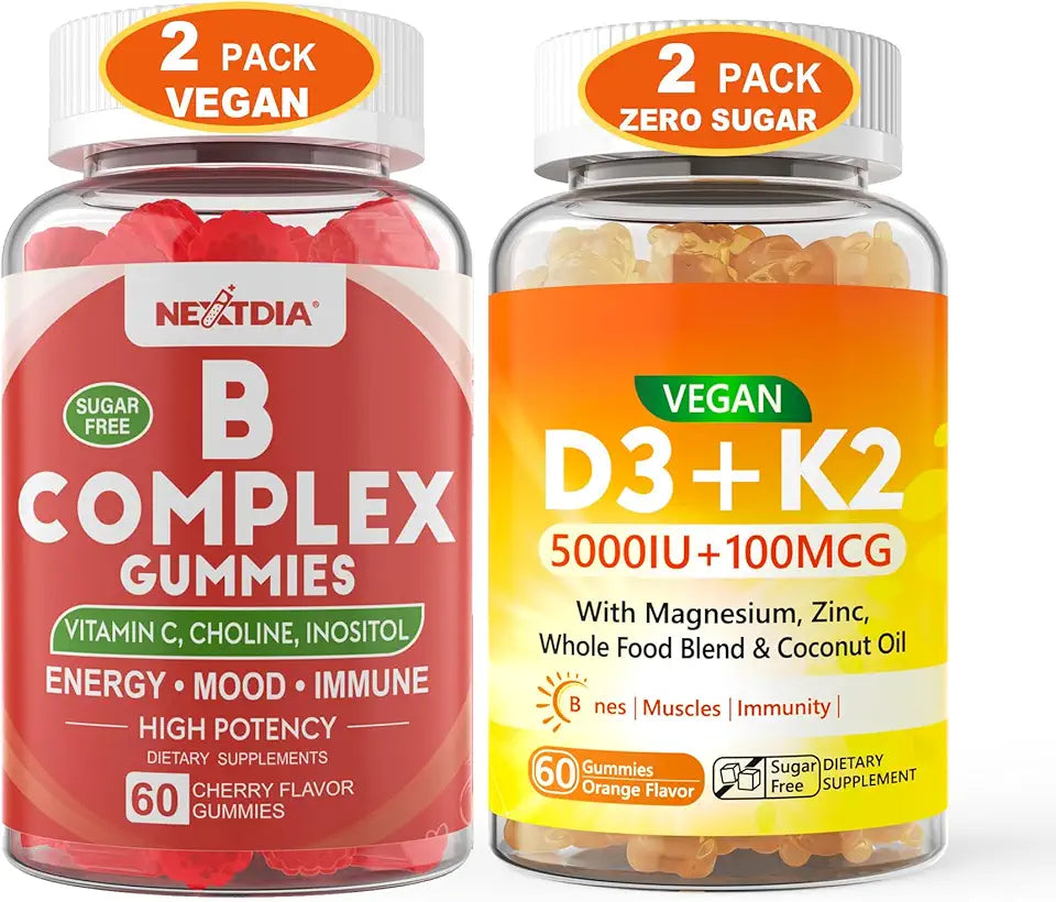 Vitamin B Complex Gummies + Vegan Vitamin D3 5000IU K2 Gummies U575