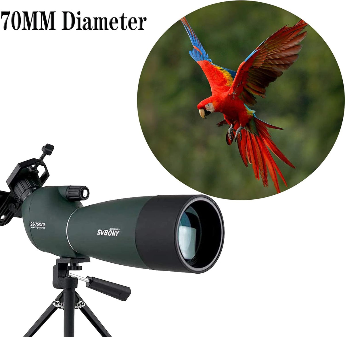 25-75x70 Angled Waterproof Spotting Scope with Tripod, Phone Adapter G708839