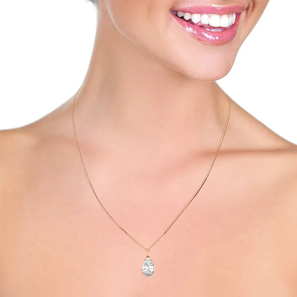 14k Rose Gold Teardrop White Topaz Pendant Necklace C159927