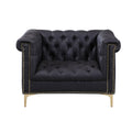 Black PU Leather Button Tufted Club Chair E594963