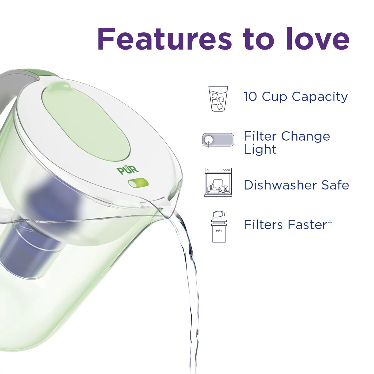 10-Cup Water Pitcher Filtration System Q411