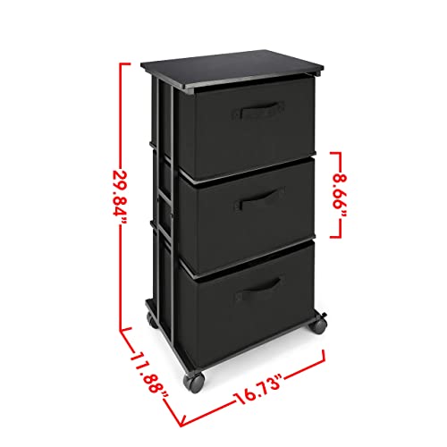 Grey Fabric Dresser with 3 Drawers and Wood Top A16925