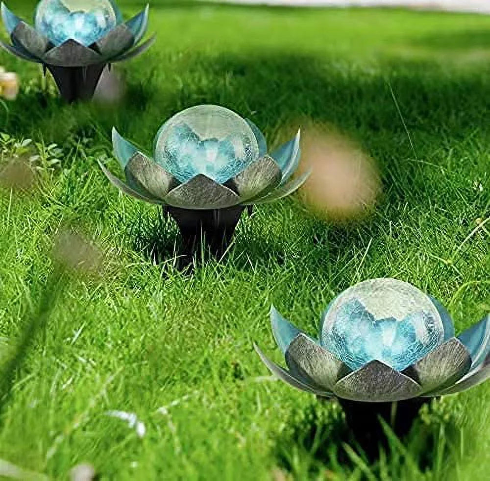 Waterproof Metal Glass LED Lotus Solar Garden Lights G713
