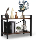 2-Tier Ash Grey Wood Bookshelf with Metal Frame O361983