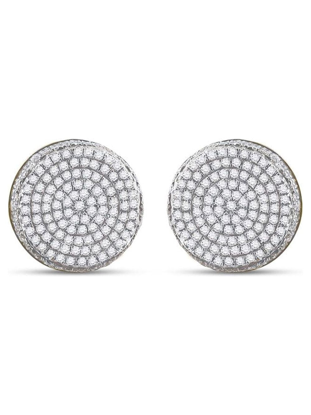 10kt Yellow Gold Diamond Circle Cluster Stud Earrings E53005