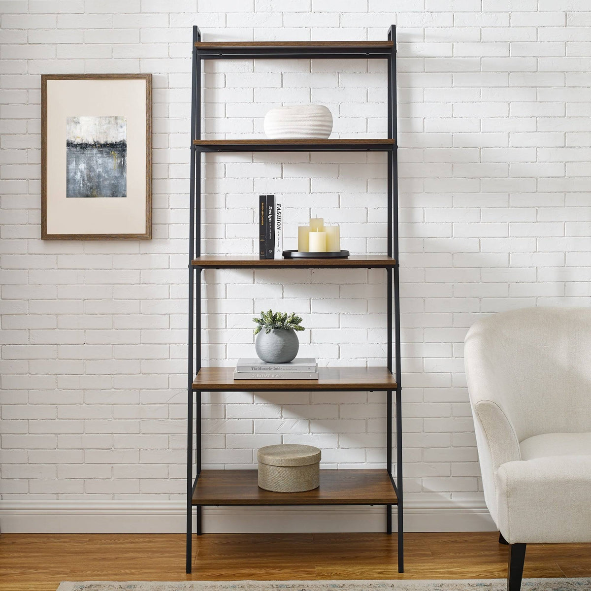 Dark Walnut Open Ladder Bookshelf F1839