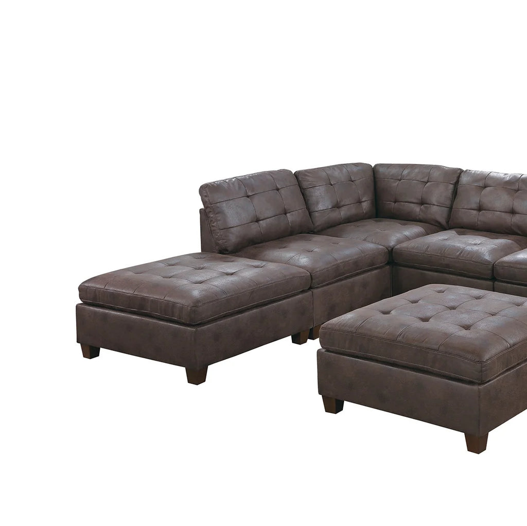 Tufted Armless Chair Dark Brown Leatherette 1pc Cushion Sofa Wooden Legs A18847