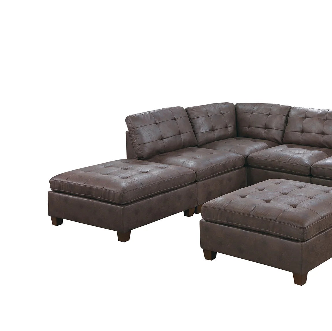Tufted Armless Chair Dark Brown Leatherette 1pc Cushion Sofa Wooden Legs A18847