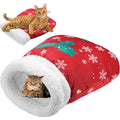 Christmas Cat Sleeping Bag Self Warming Burrow Kitten Bed Winter Pet Cave N2022