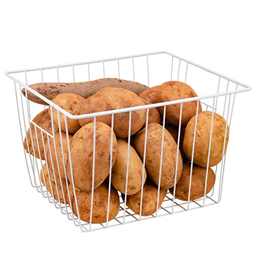Upright Freezer Organizer Bins, 6Pcs White Wire Storage Baskets with Built-in Handles Y805524