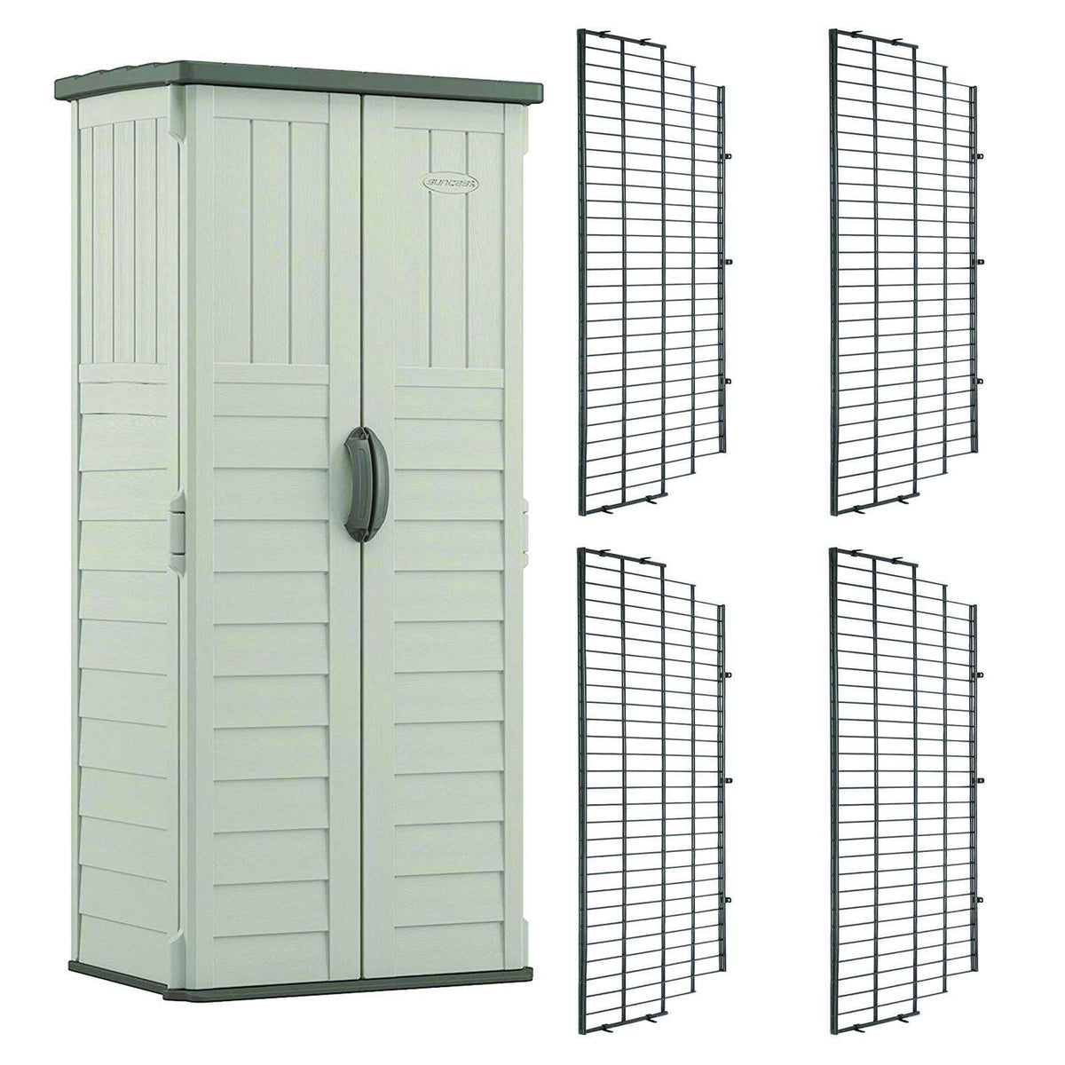 Vertical Storage Shed with Wire Shelf Rack 4 Pack C847710