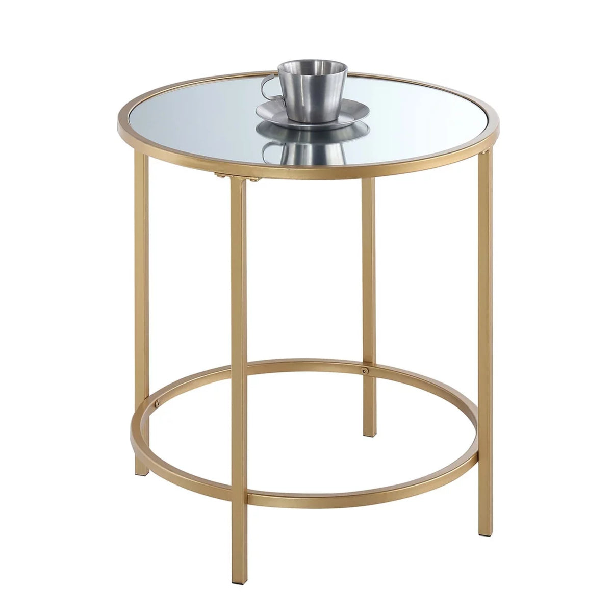 Mirrored Round End Table H407