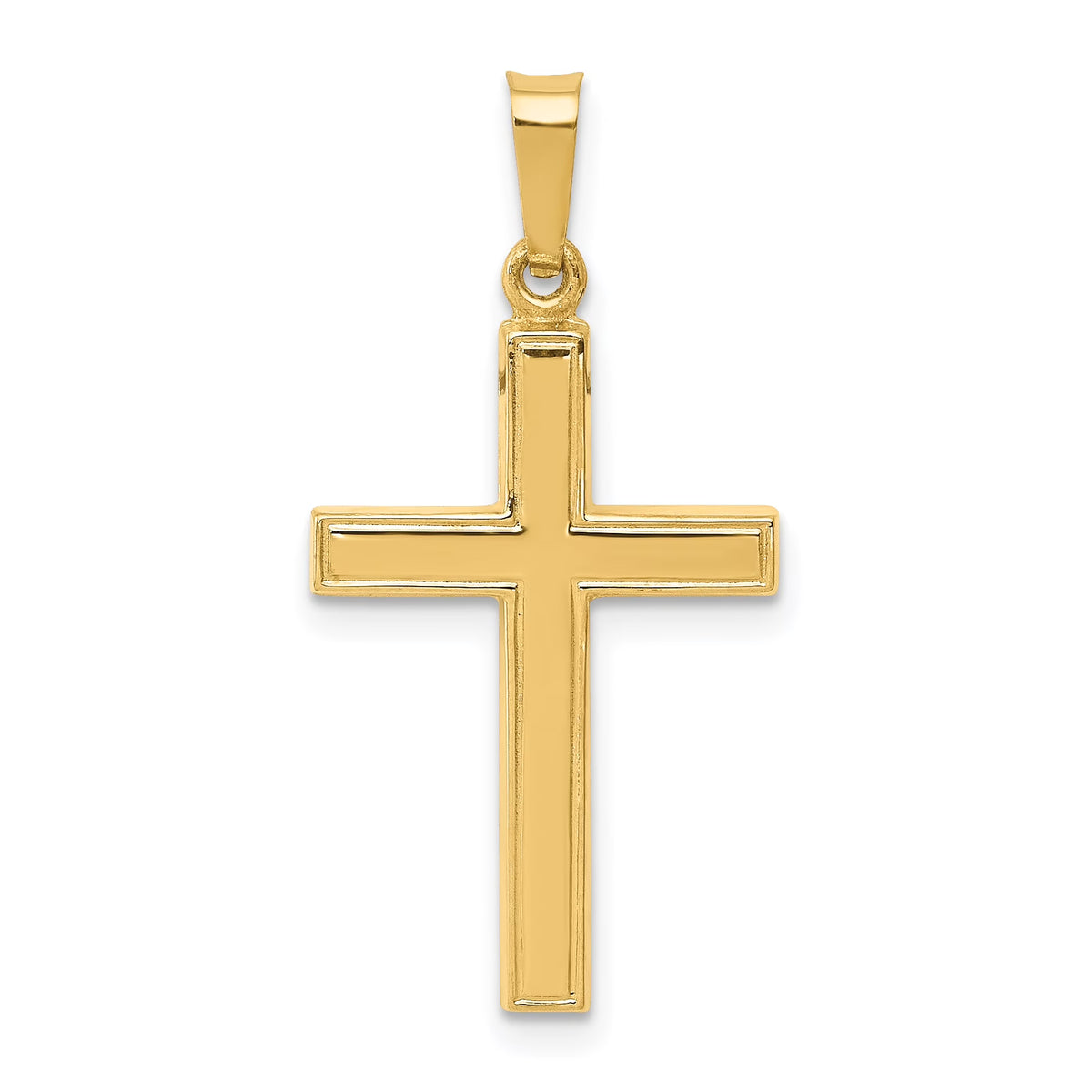 14K Yellow Gold Hollow Cross Pendant Charm S3548