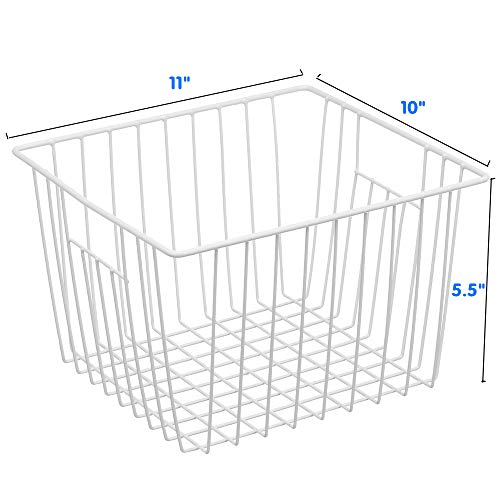 Upright Freezer Organizer Bins, 6Pcs White Wire Storage Baskets with Built-in Handles Y805524