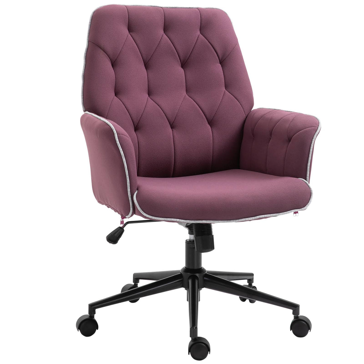 Mid-Back Tufted Linen Fabric Office Task Chair with Arms B769750