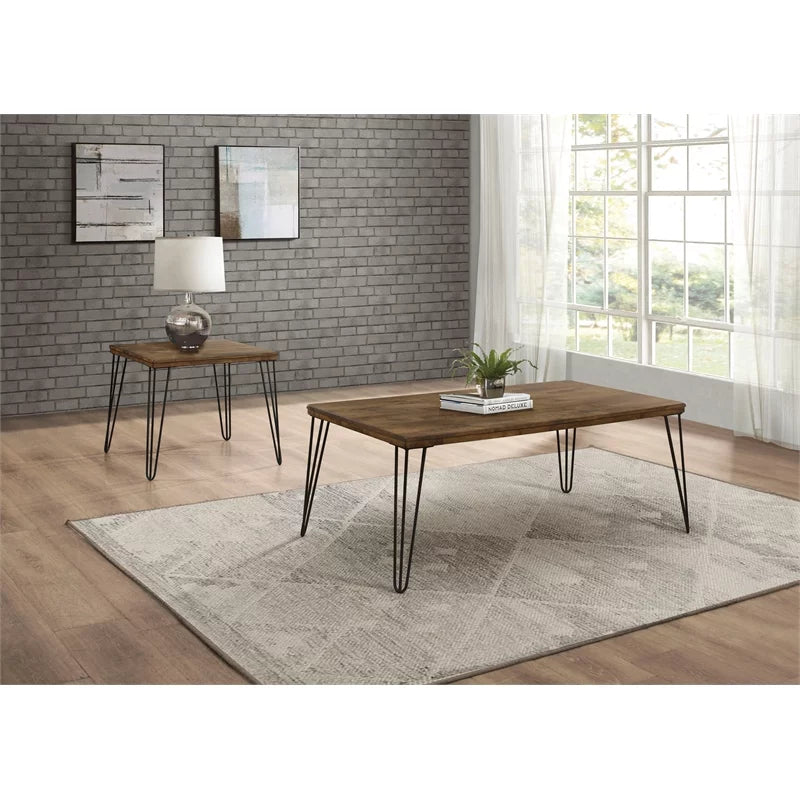 Wood Coffee Table in Rustic Oak and Black Q6496
