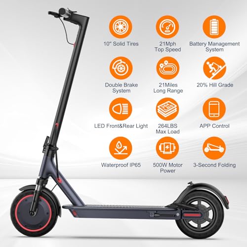 Folding Electric Scooter with Solid Tires and Dual Suspension U642273