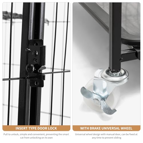 3-Tier Metal Cat Cage with Wheels H893231