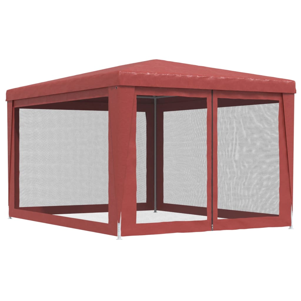 Party Tent with 4 Mesh Sidewalls Red 9.8'x13.1' HDPE T7142