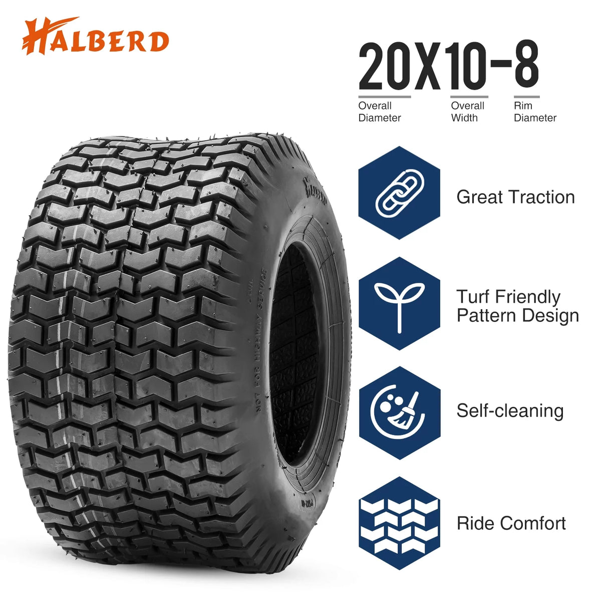 20x10.00-8 Lawn Mower Tires 4PR Heavy Duty Tubeless Y4181