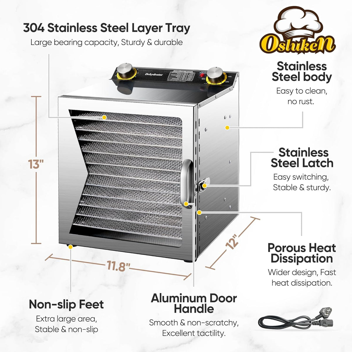 12 Stainless Steel Trays Food Dehydrator with Timer and Temperature Control Q87749