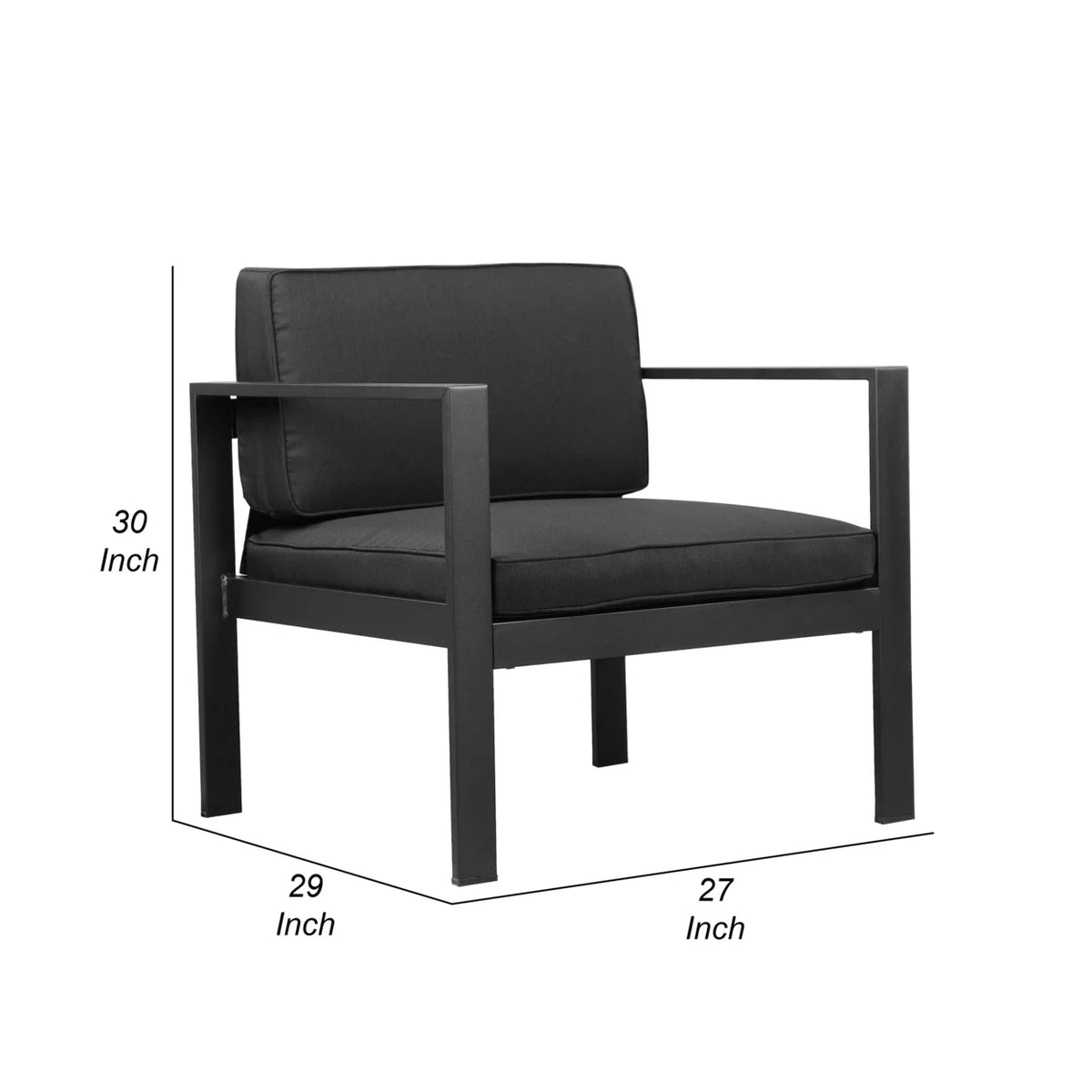 29 Inch Jet Black Aluminum Armchair R197