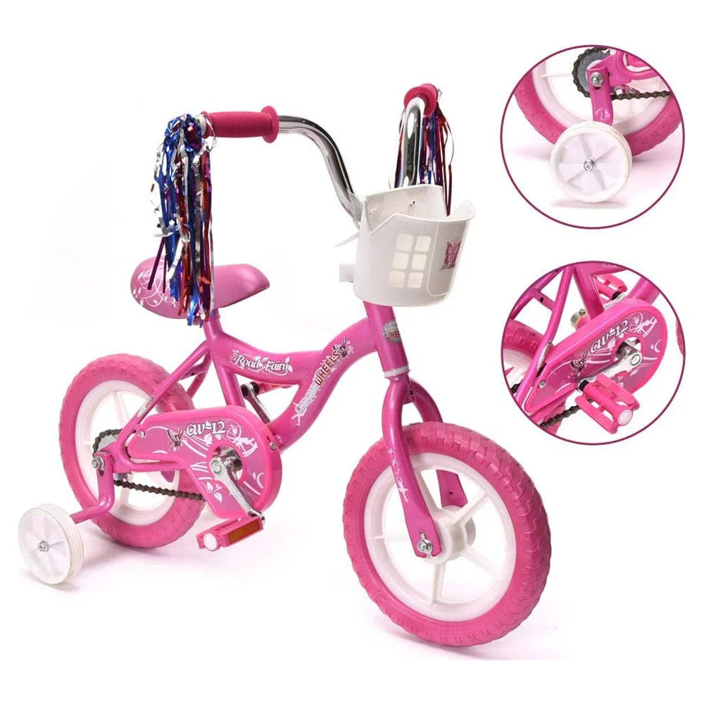 12 In. Kids Bike with Training Wheels Pink V1733