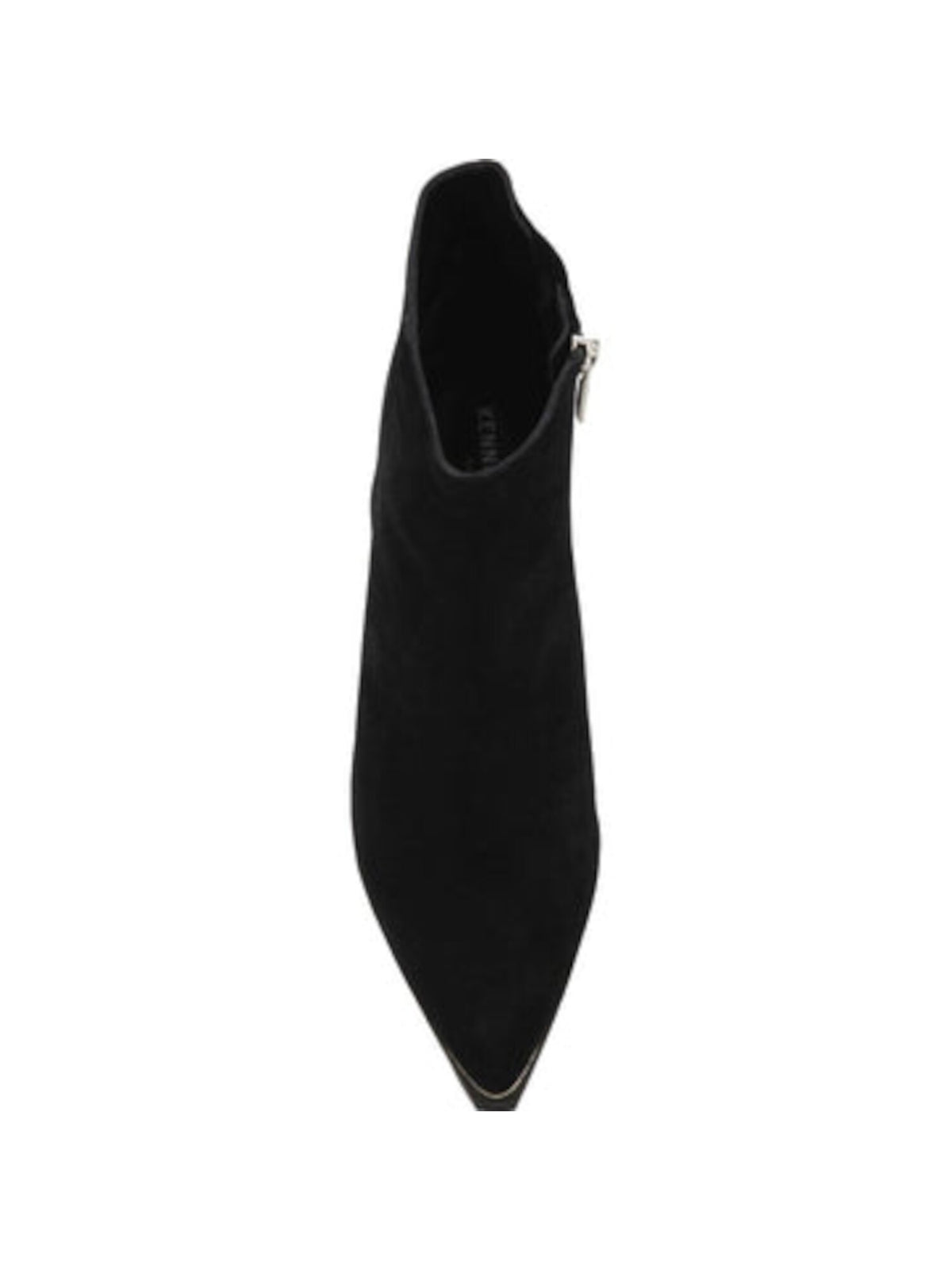 Black Toe Plate Water Repellant Padded Breathable Roanne Pointed Toe Block Heel Zip-Up Leather Booties X60381