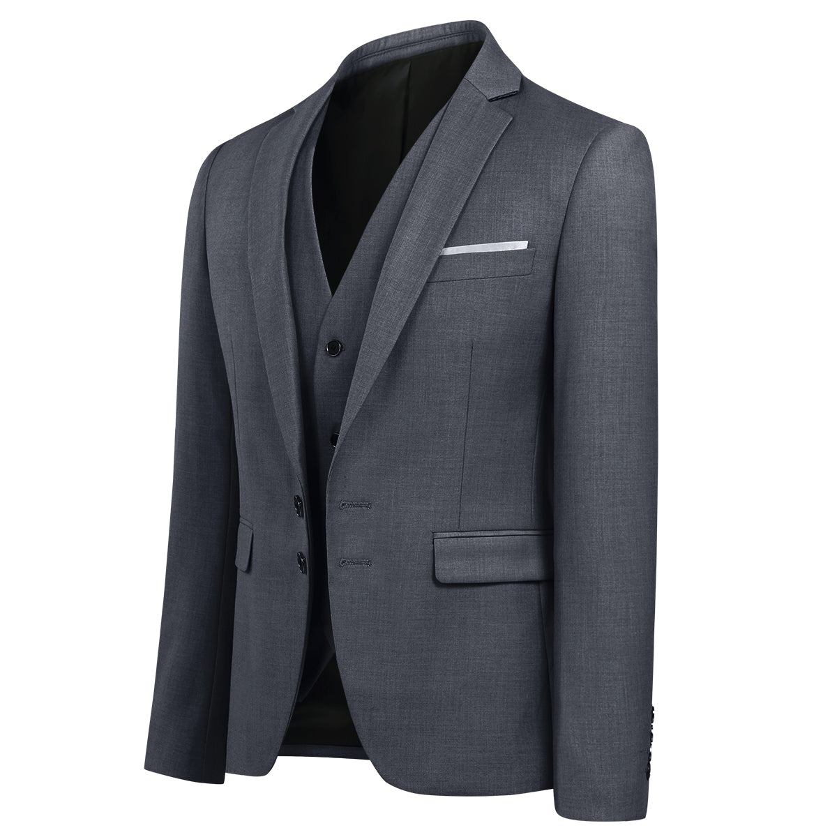 Mens Slim Fit 3 Piece Suit Blazer Waistcoat Trousers Y159189