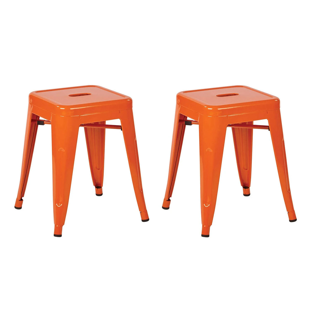Orange Metal Backless Stool Q35832