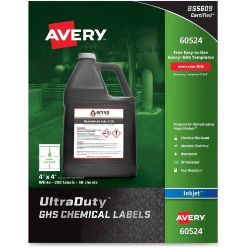 White 4 x 4 GHS Chemical Labels, 200 Labels P351007