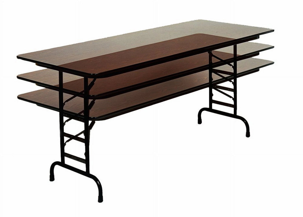 Adjustable Height Folding Table, 30" x 72", Walnut R594521