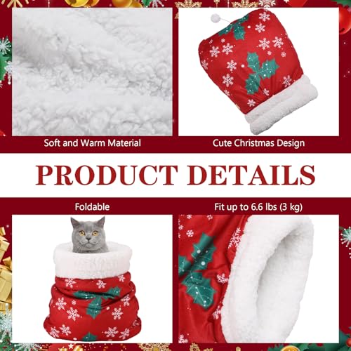 Christmas Cat Sleeping Bag Self Warming Burrow Kitten Bed Winter Pet Cave N2022