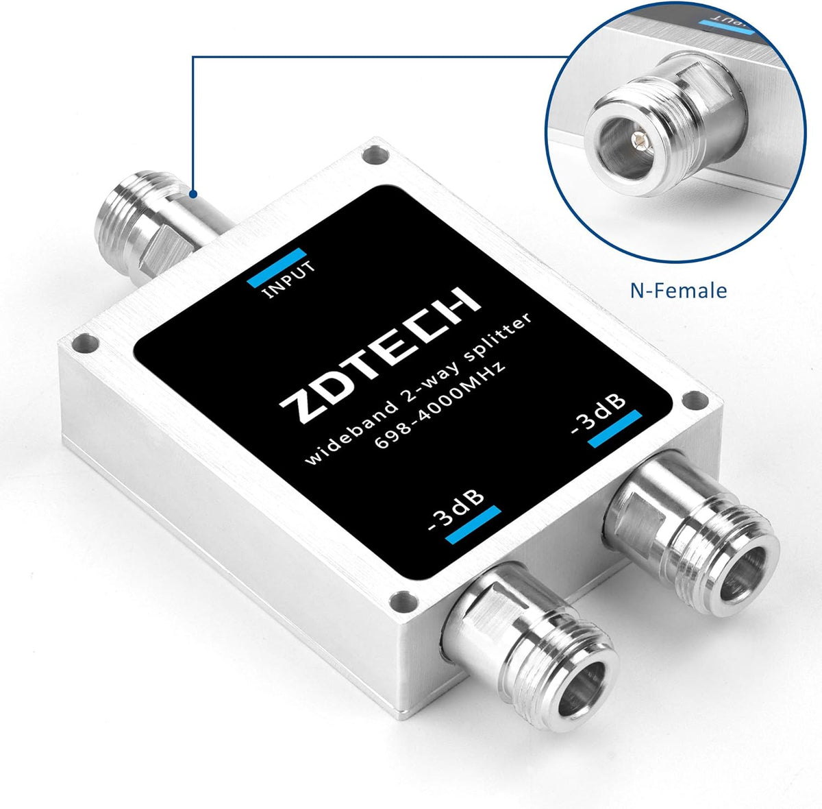2-Way Splitter with N-Female Connectors 50 Ohm Pack of 2 M46317