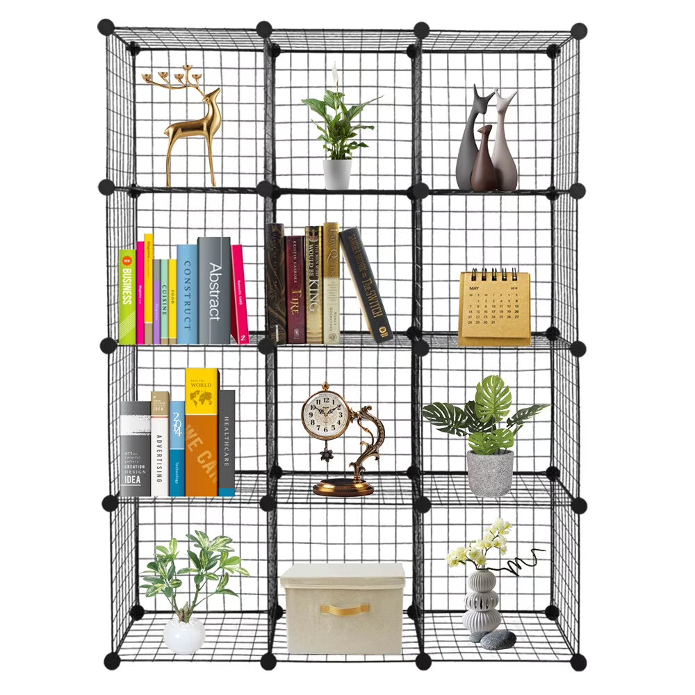12-Cubes Metal Grid Storage Shelves Organizer C40965