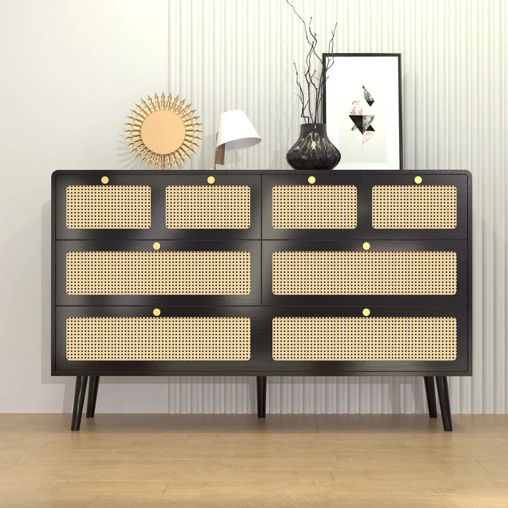 6 Drawer Rattan Wood Dresser E911