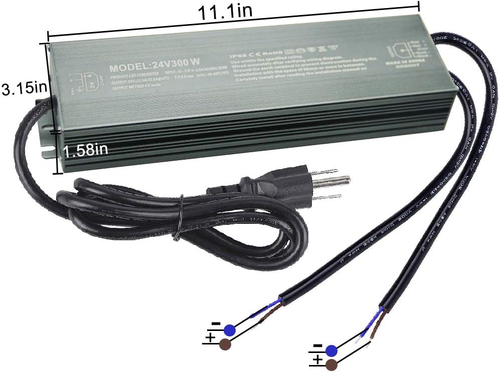 300W Waterproof IP68 LED Driver 90V-130V AC to 24V DC S299174