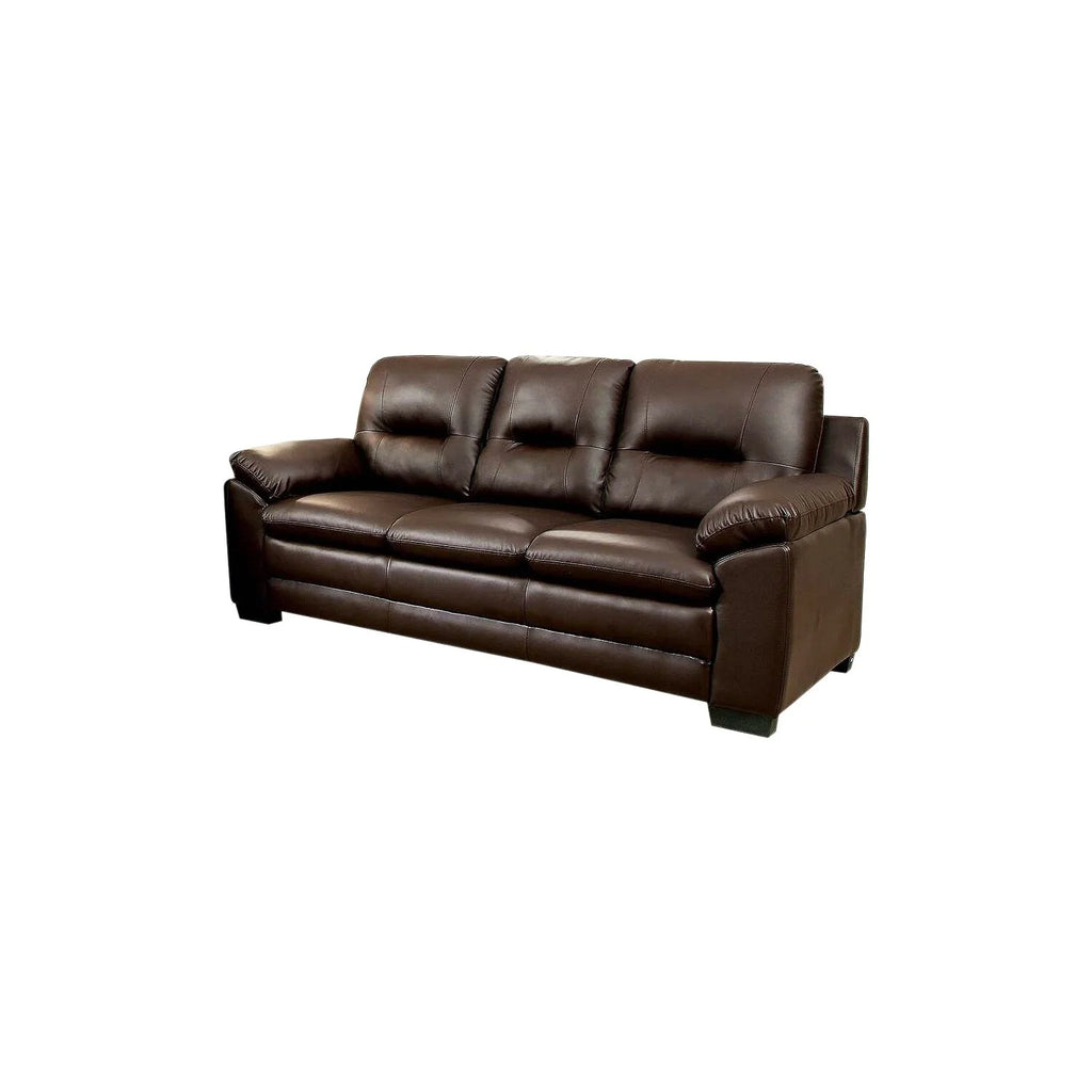 Brown Leatherette Tufted Sofa K7113