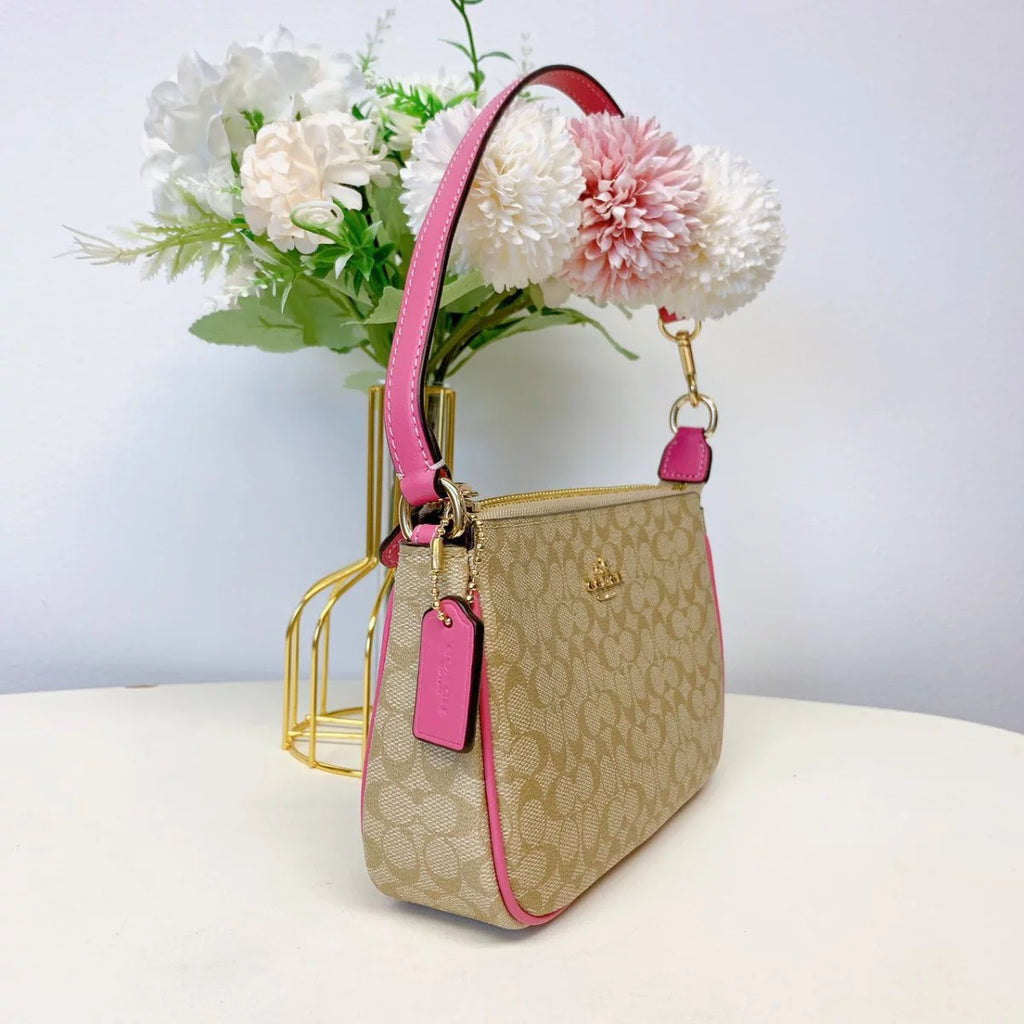 Light Khaki Petunia Colorblock Canvas Bag W236980