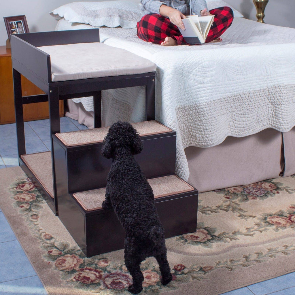 Brown Multi-Level Bed and Step System for Dogs Cats J8524