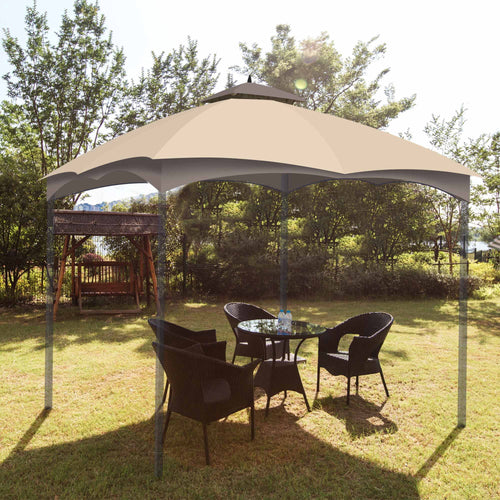 2-Tier Canopy Top Replacement for 10'x12' Gazebo Coffee Beige G6860
