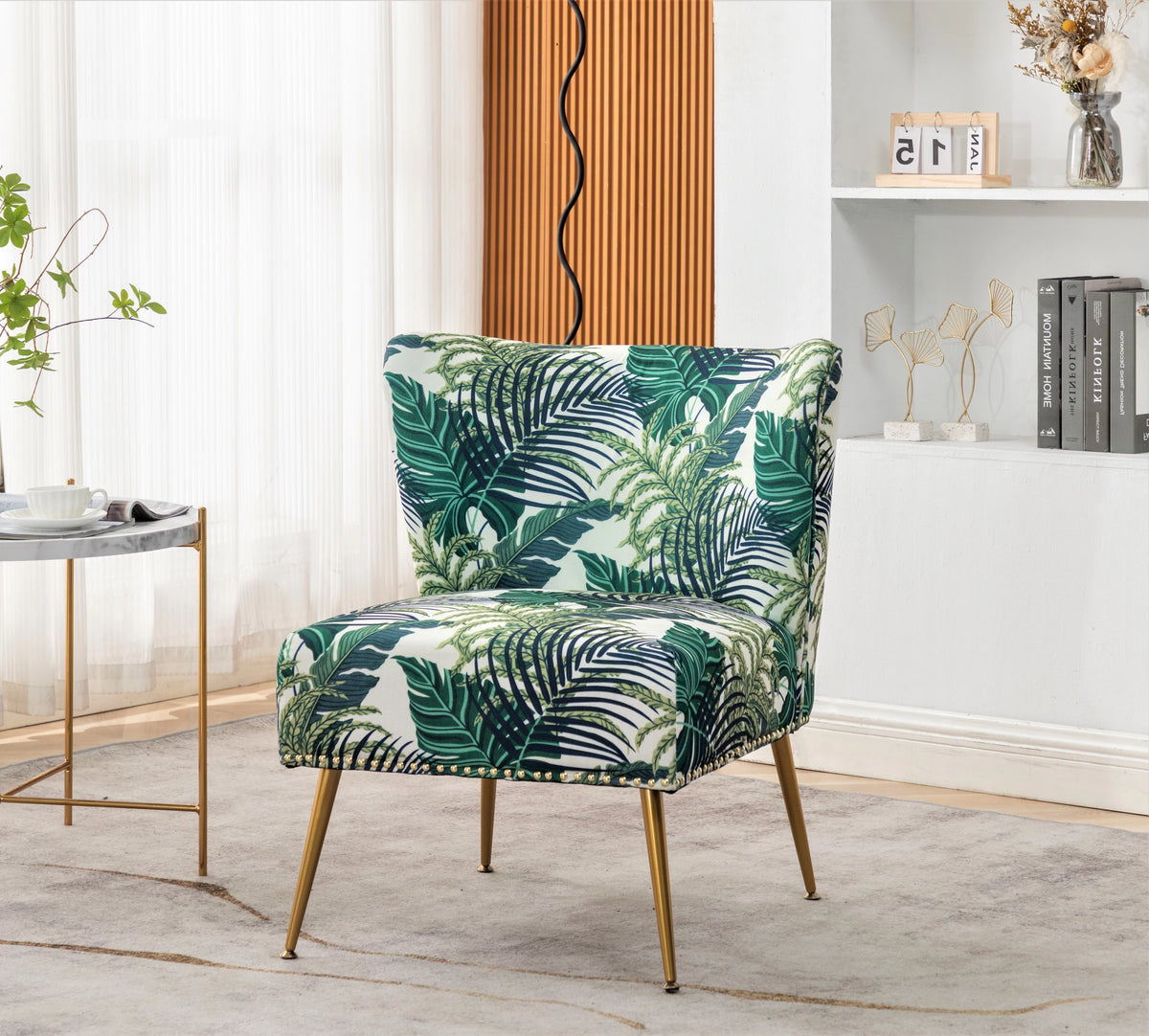 Green Microfiber Upholstered Slipper Chair W465