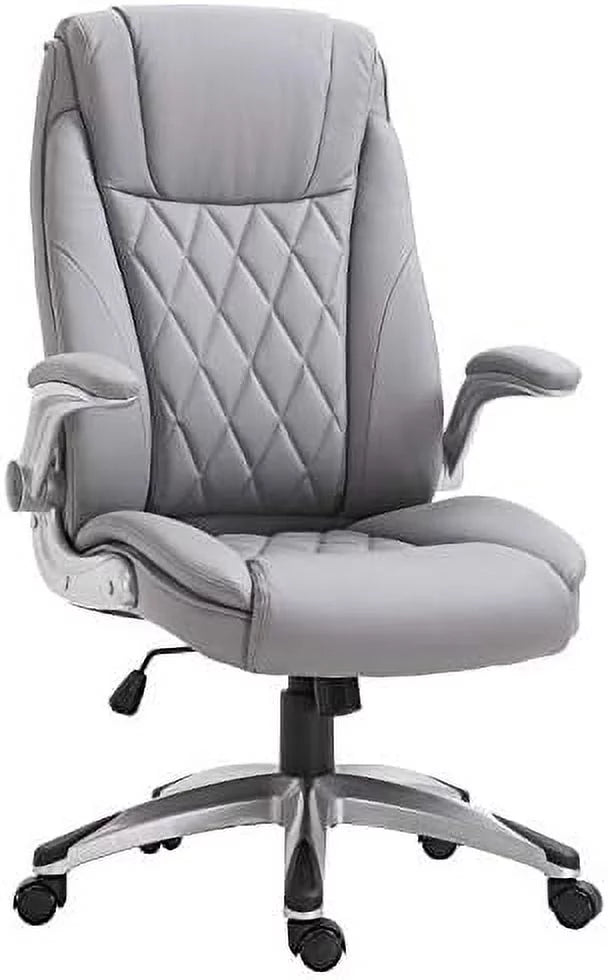 Grey Faux Leather Ergonomic Home Office Chair I78288