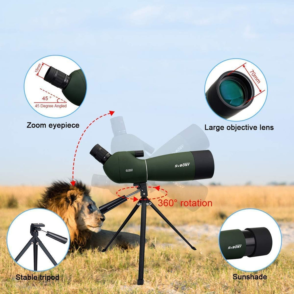 25-75x70 Angled Waterproof Spotting Scope with Tripod, Phone Adapter G708839